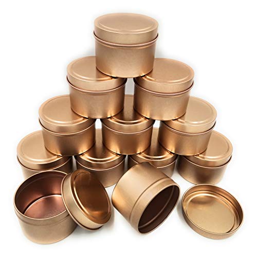 NRANSON Kerze Dosen mit Deckel für Die Herstellung Von Kerzen, 12 PCS 8 UNZEN Leere Metall Kerze Container, DIY Kerze Gläser für Kerze, Der, Kunst & Handwerk, Lagerung & Mehr (Rose Gold, 12) von NRANSON