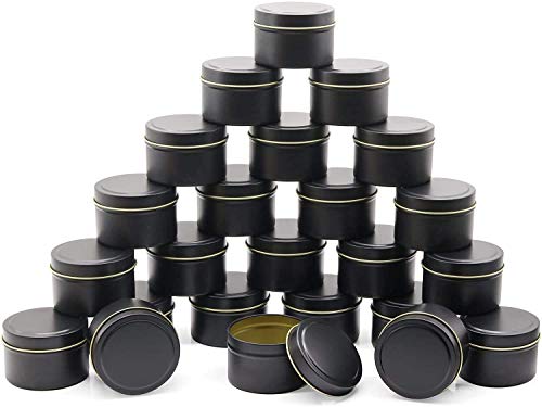 NRANSON Kerzendose 24 Stück, 4 Unzen(118 ml), Kerzenbehälter, Kerzengläser für die Kerzenherstellung - Erhältlich in Silber, Schwarz, Gold (Black) von NRANSON