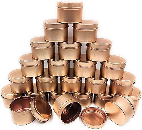 NRANSON Kerzendose 24 Stück, 5 Unzen, Kerzenbehälter, Kerzengläser für die Kerzenherstellung - Erhältlich in Silber, Schwarz, Gold (Rose Gold) von NRANSON