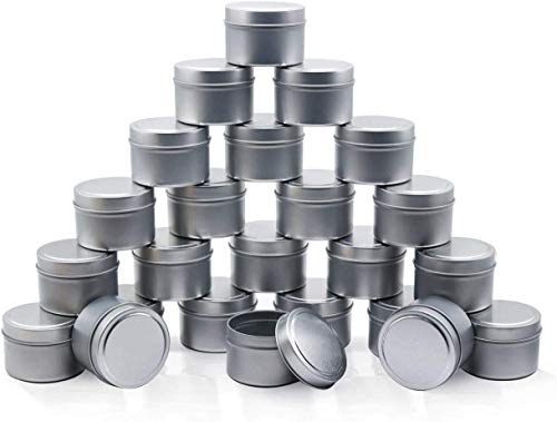 NRANSON Kerzendose 24 Stück, 4 Unzen(118 ml), Kerzenbehälter, Kerzengläser für die Kerzenherstellung - Erhältlich in Silber, Schwarz, Gold (Silver) von NRANSON