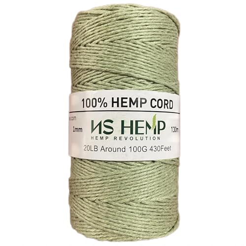 [NS HEMP] 100% Hanfseil Hanfschnur zur Schmuckherstellung, 1 mm Makramee-Schnur, Bäckergarn, 120 m, 9 kg (30# Matcha-Grün) von NS HEMP
