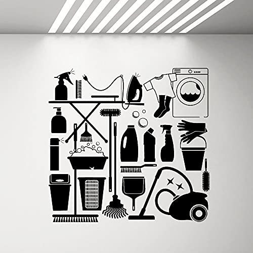 NSRJDSYT Abnehmbare Wandtattoo Reinigung Waschküche Waschen Hausfrau Haushälterin Vinyl Aufkleber Wohnkultur Wohnzimmer 74x71cm von NSRJDSYT