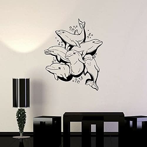 NSRJDSYT Delfine Wandtattoo Marine Tier Ozean Meer Thema Stil Wohnkultur für Badezimmer Kinder Schlafzimmer Vinyl Wandaufkleber Wasserdicht 75x91cm von NSRJDSYT