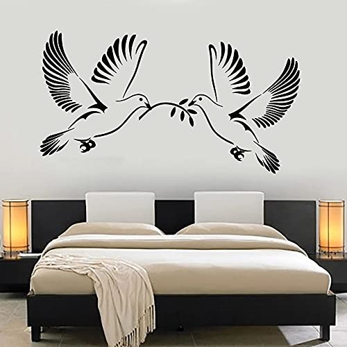 NSRJDSYT Friedenstaube Wandtattoo Tauben Vögel Vinyl Tür Fensteraufkleber Romantisches Schlafzimmer Babyzimmer Kinderzimmer Inneneinrichtung Tapete 56x101cm von NSRJDSYT