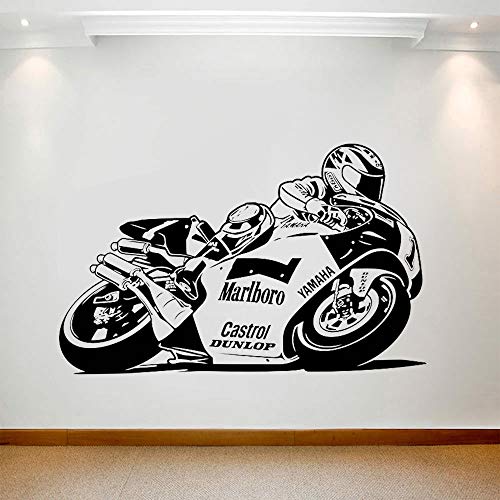 NSRJDSYT Große Größe Motorrad Wandaufkleber Rennfahrer Motorradfahrer Wandtattoo Vinyl Wandbild für Kinderzimmer Jungen Schlafzimmer Deko 131x84cm von NSRJDSYT