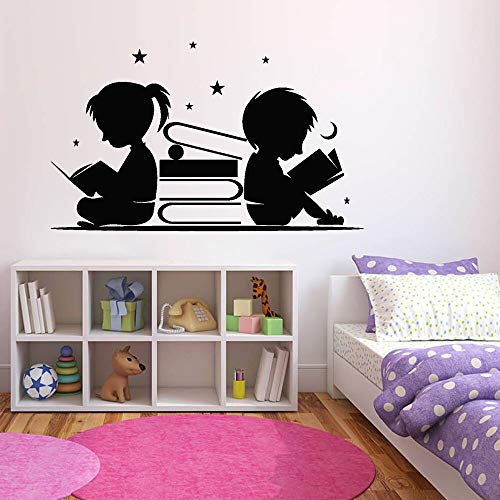 NSRJDSYT Junge Mädchen Bücher lesen Vinyl Wandtattoo Kinderzimmer Sterne Mond Aufkleber Schöne Kinderzimmer Schlafzimmer Wanddekoration Tapete 69x42cm NSRJDSYT Junge Mädchen Bücher lesen Vinyl Wandtattoo Kinderzimmer Sterne Mond Aufkleber Schöne Kinderzimmer Schlafzimmer Wanddekoration Tapete 69x42cm von NSRJDSYT