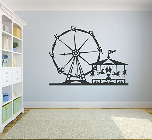 NSRJDSYT Riesenrad Wandtattoo Vergnügungspark Karneval Fahrt Karussell Kunst Vinyl Fensteraufkleber Kinder Schlafzimmer Kinderzimmer Wohnkultur 56x74cm von NSRJDSYT