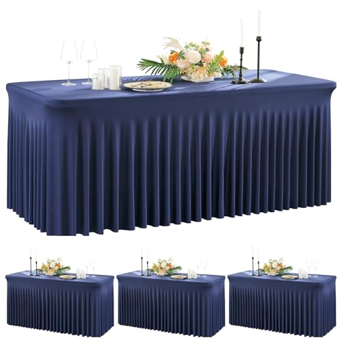 NSSONBEN 4-Pack Navy Blau Rechteckig Elastisch Tischdecke für 180cm Rechteck Tisch, Faltenfreie Stretch Tischdecke mit Rock für Bankett Party Hochzeit Geburtstag Abschluss Tischdecken NSSONBEN 4-Pack Navy Blau Rechteckig Elastisch Tischdecke für 180cm Rechteck Tisch, Faltenfreie Stretch Tischdecke mit Rock für Bankett Party Hochzeit Geburtstag Abschluss Tischdecken von NSSONBEN