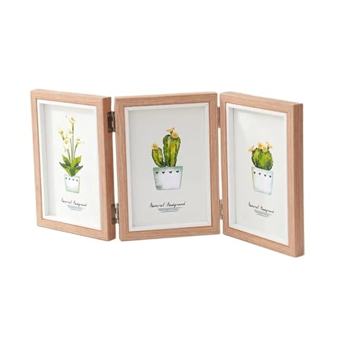 Bilderrahmen, Fotorahmen, faltbar, Holz, Bild, Familiencollage für Eingangsbereich, Flur, Tischplatte, Schreibtisch, Heimdekoration (einfarbig, Stil 2) von NSTVVEE