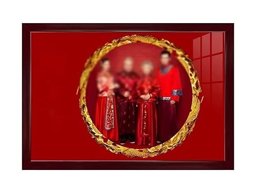 NSTVVEE Foto-Bild-Display-Rahmen 16/20 Zoll Fotorahmen im chinesischen Stil Rechteckiger Bilderrahmen Holz-Foto-Display Schlafzimmer Wohnzimmer Fotostudio Wohnzimmer Dekoration (Rosso 40 * von NSTVVEE