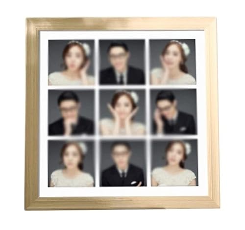 NSTVVEE Fotorahmen, Bilderrahmen, quadratischer Fotorahmen, neun quadratische Raster, Bilderrahmen aus Holz, Fotoanzeige, Schlafzimmer, Wohnzimmer, Büro, Schreibtisch, Wanddekoration, Fami von NSTVVEE