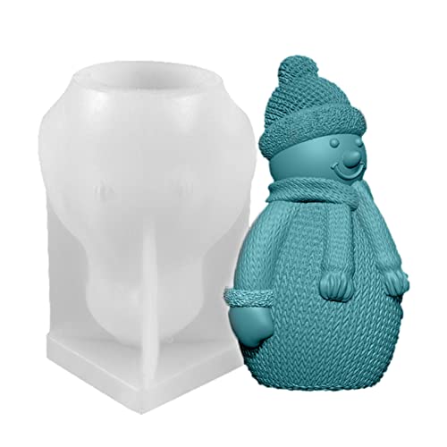 Silikonform Kerzenform Weihnachten DIY Silikon Kerzen Gießform 3D Elch Weihnachtsmann Weihnachtsbaum DIY Kerzengießform für die Herstellung von Kerzen (Schneemann) von NSXIN