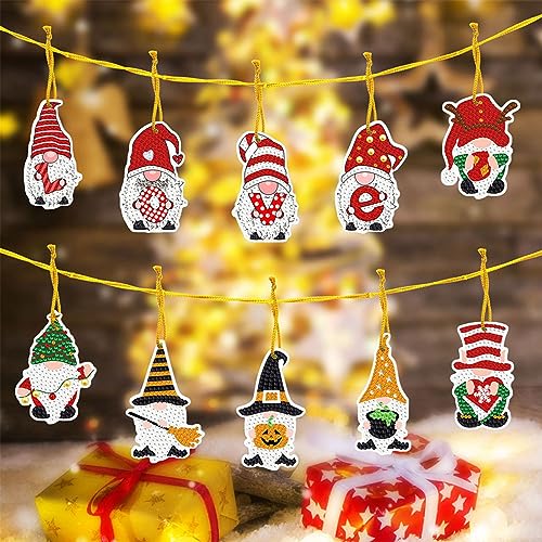 NSXIN 5D Diamond Painting Anhänger Set, DIY Schlüsselanhänger Doppelseitige Diamant Malerei Anhänger, Blumen und Zwerge Painting kit Basteln für Geschenkidee Kunsthandwerk Deko (Stil C) von NSXIN