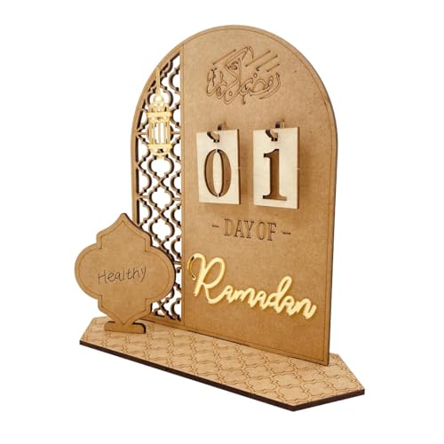 NSXIN Ramadan Deko Ramadan Kalender Aus Holz, DIY Eid Mubarak Adventskalender, Ramadan Dekorationen 30 Tage Kalender für Muslimische Ramadan Party Heimdekoration (Stil A) von NSXIN