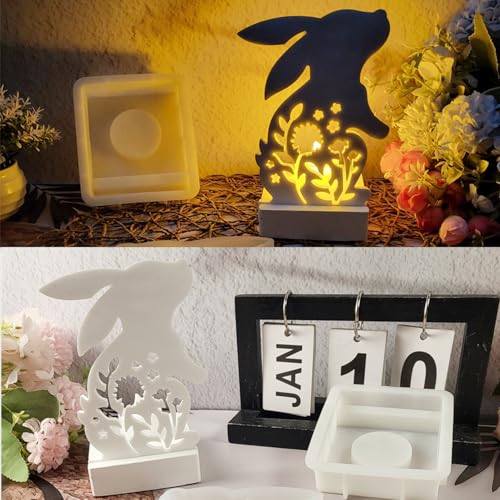 NSXIN Silikonformen Ostern Gießformen, Osterhase Silikonform 3D Kaninchen Gießform Kerzenformen, Gießformen Hasen Kerzen für DIY Handwerk, Ostern Dekoration (L) von NSXIN