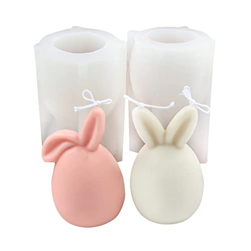 Ostern Silikonform Kaninchen 3D Osterhase Kerzenformen Seifenform DIY Silikon Gießform Mousse Kuchenform für Tortendeko, Sojawachs Kerzen, Schokolade, Aromasteinen (2 Stück) von NSXIN