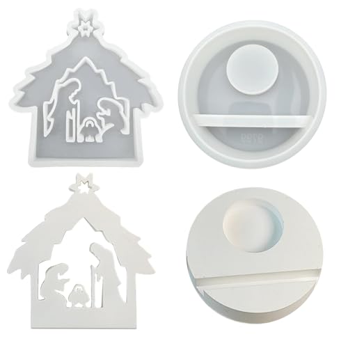 Silikonform Kerzenform Weihnachten DIY Silikon Kerzen Gießform 3D Elch Weihnachtsmann Weihnachtsbaum DIY Kerzengießform für die Herstellung von Kerzen (Jesus im Haus) von NSXIN