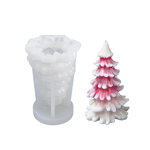 Silikonform Kerzenform Weihnachten DIY Silikon Kerzen Gießform 3D Elch Weihnachtsmann Weihnachtsbaum Kerzengießform DIY Kerzenherstellung Form für die Herstellung von Kerzen (Weihnachtsbaum) von NSXIN