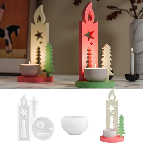 Silikonformen Weihnachten, Weihnachtsbaum Und Glocke Silikonform Kerzenhalter Weihnachtsdekoration-Anhänger DIY Gießformen Epoxidharz Formen Für DIY Weihnachtsdeko (Weihnachtsbaum-Set) von NSXIN