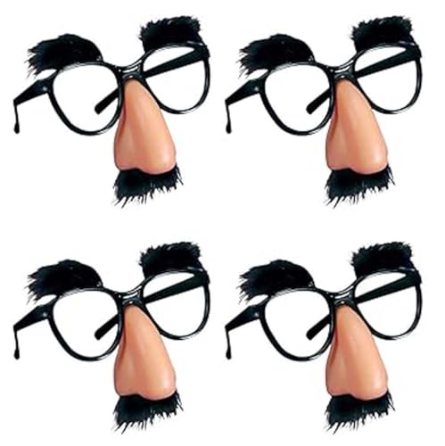 4 Stück Halloween Verkleidungsbrillen, lustige Verkleidungsbrillen, Neuheit große Nase Brille mit Augenbrauen und Schnurrbart, Cosplay Halloween Party Dekoration Kostüm Foto Prop Party Kopfbedeckung von NT-ling