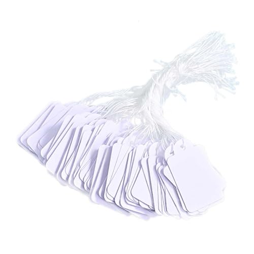 Preisschilder mit Schnur befestigt, beschreibbare Kraftpapieranhänger, Preisanzeige-Etiketten für Kleidung, Schmuck, blanko, Warenmarkierung, Weiß, 200 Stück von NT-ling