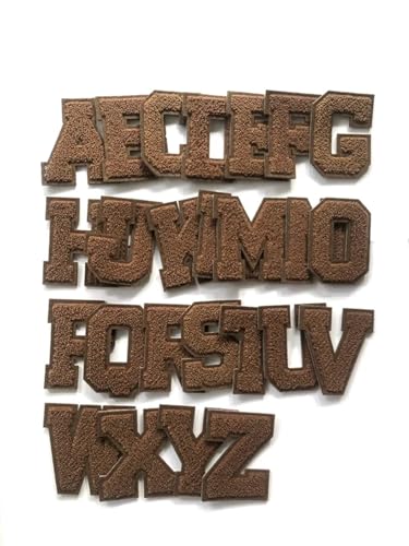 Bügeleisen auf Flecken 2pcs Braunes Buchstabenhandtuch Stickerei nähen Sie die Patch Applique für Bekleidungsbeutel T-Shirt DIY Name Reparatur Patches Zubehör (B) von NTALJC
