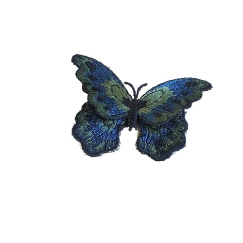 Bügeleisen auf Flecken 3pcs Schmetterling bestickte Pflaster Applique Nähkleidung Kleidung Patch Stoffe für Dressjacken Dekoration DIY (Royal Blue) von NTALJC