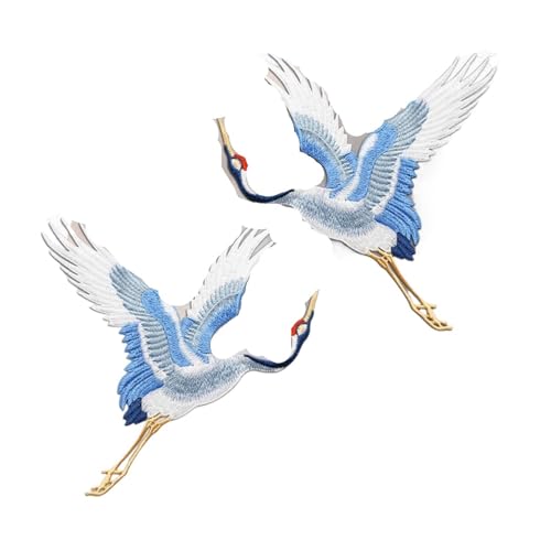 Bügeln auf Flecken 1Set Flecken für Kleidung Stickerei Applique Abnähen Sie rotkrante Kranvögel Dekor DIY gestickte Aufkleber für Kleidung (StyleB, klein) von NTALJC