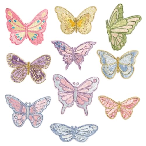Bügeln auf Flecken 2pcs Farben Schmetterling Stickflecken für Kleidung Applizes Telefon Hülle Ledger Exquisite dekorative Aufkleber Vorräte (Butterfly Patch05) von NTALJC