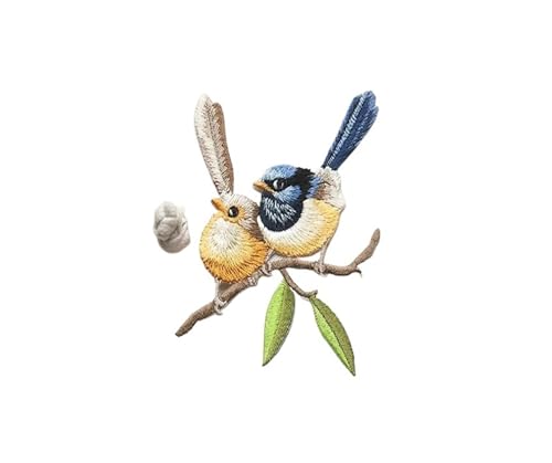 Bügeln auf Flecken 2pcs Vogeleisen auf Flecken für Kleidung Tier des Breach Stickerei Applique DIY Hat Coat Kleiderhose Accessoires Stoffaufkleber (05 Doppelvogel) von NTALJC
