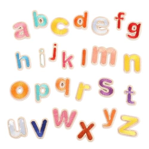 Eisen auf Flecken 26pcs niedliche englische Alphabet -Buchstaben AZ Patches für Kleidung Cartoon DIY Stickstreifen Stickes Aufkleber Abzeichen (Nr. 4) von NTALJC