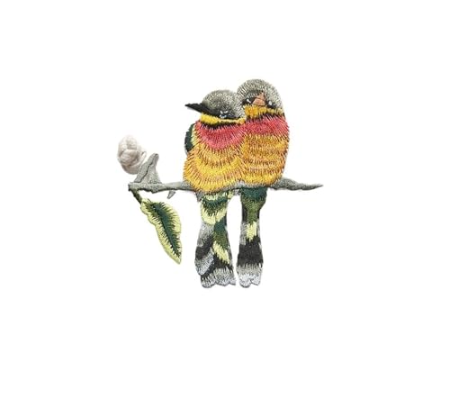 Eisen auf Flecken 2pcs Vogel Eisen auf Flecken für Kleidung Tier des Breach Stickerei Applikat DIY Hat Coat Kleiderhose Accessoires Stoff Aufkleber (07 Doppelvogel) von NTALJC
