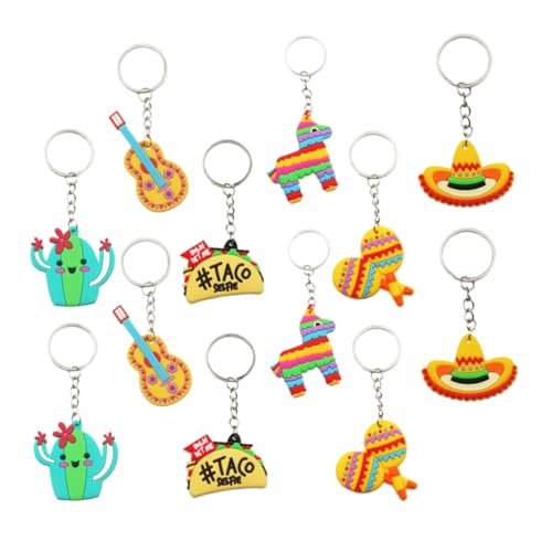 NTALJC 12pcs mexikanischer Fiesta Cartoon Schlüsselanhänger Fun Cactus Hat Hot Dog Gitarrenbeutel Schlüsselringe für Gepäckanhänger Party Gefälligkeiten und Dekorationen NTALJC 12pcs mexikanischer Fiesta Cartoon Schlüsselanhänger Fun Cactus Hat Hot Dog Gitarrenbeutel Schlüsselringe für Gepäckanhänger Party Gefälligkeiten und Dekorationen von NTALJC