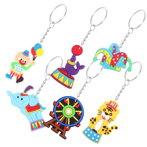 NTALJC 6PCS Circus Theme Keychains süße Reize für Taschen Rucksacks Partys Verspieltes Schlüsseldekor mit Design langlebiger stilvoller Anhänger für Frauen von NTALJC