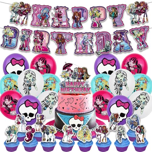 NTEVXZ 30 pcs Monster Party Geburtstag Deko, Monster Party Supplies, Dekoration Balloons Cake Toppers Banner Luftballons Deko Birthday Decorations von NTEVXZ
