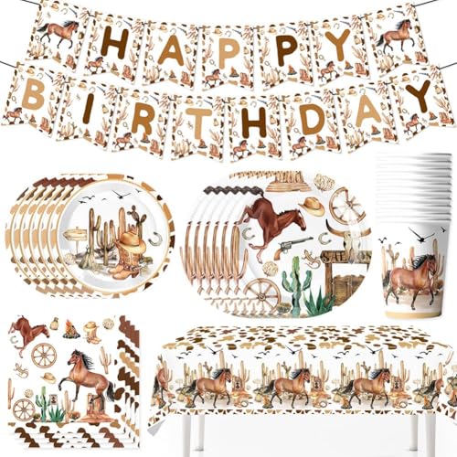 NTEVXZ Pferde Geburtstag Partygeschirr Set,Pferd Partygeschirr Set,Westliche Cow-boy Rennen Geschirr,Einschließlich Partyteller, Tischdecken, Pappbecher, Taschentücher und Banner NTEVXZ Pferde Geburtstag Partygeschirr Set,Pferd Partygeschirr Set,Westliche Cow-boy Rennen Geschirr,Einschließlich Partyteller, Tischdecken, Pappbecher, Taschentücher und Banner von NTEVXZ