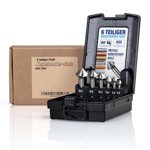 NTG Kegelsenker Set, 6,3-20,5 mm, 6-tlg, Kegelsenker 90°, HSS Stahl, Senker u. Entgrater für Holz, Metall und Kunststoff inklusive Aufbewahrungsbox - präzise & sorgfältig arbeiten - NTG Kegelsenker Set, 6,3-20,5 mm, 6-tlg, Kegelsenker 90°, HSS Stahl, Senker u. Entgrater für Holz, Metall und Kunststoff inklusive Aufbewahrungsbox - präzise & sorgfältig arbeiten - von NTG