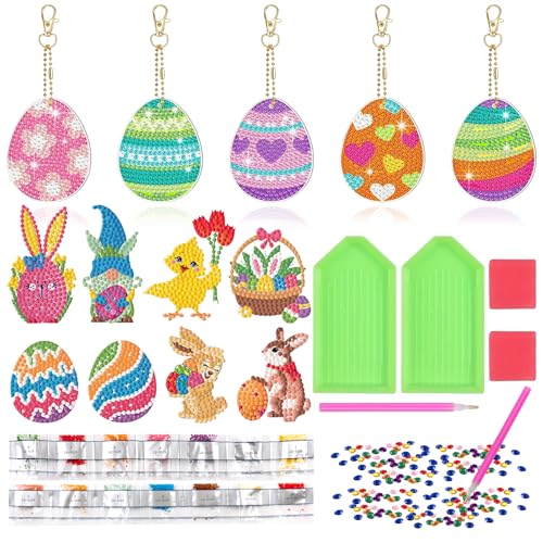 NTGFU 13 Stück Diamond Painting Ostern Set, Diamond Painting Schlüsselanhänger Doppelseitig Ostereier Deko 5D Anhänger Diamond Art Sticker Diamant Malerei Basteln DIY Kinder Geschenk NTGFU 13 Stück Diamond Painting Ostern Set, Diamond Painting Schlüsselanhänger Doppelseitig Ostereier Deko 5D Anhänger Diamond Art Sticker Diamant Malerei Basteln DIY Kinder Geschenk von NTGFU
