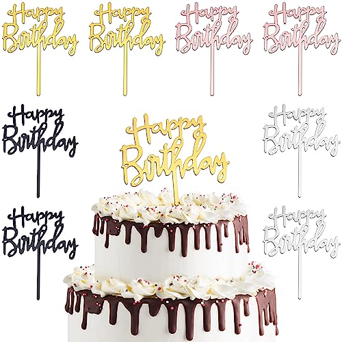 NTGRTY Happy Birthday Tortendeko 8 Stück Happy Birthday Topper Acryl Happy Birthday Cake Topper Glitter Happy Birthday Kuchen Deko Wiederverwendbarcake Tortendeko Geburtstag von NTGRTY