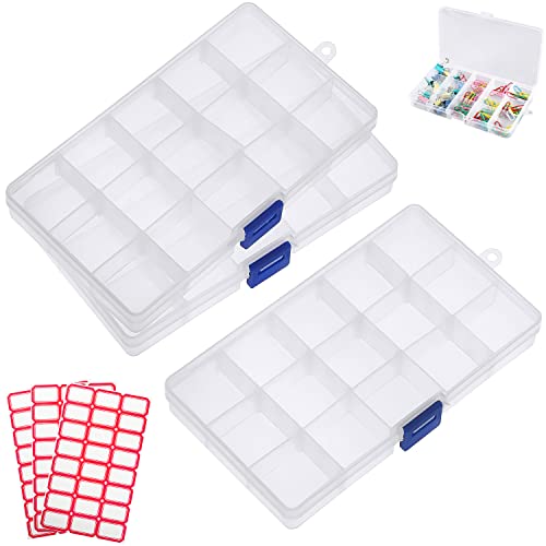 NTGRTY Plastik Sortierbox, 3 stk Sortierboxen für Kleinteile, Verstellbare Kunststoff-Sortierbox zur Aufbewahrung von Schrauben, Perlen, Ohrringen - mit 15 Fächern und Deckel NTGRTY Plastik Sortierbox, 3 stk Sortierboxen für Kleinteile, Verstellbare Kunststoff-Sortierbox zur Aufbewahrung von Schrauben, Perlen, Ohrringen - mit 15 Fächern und Deckel von NTGRTY
