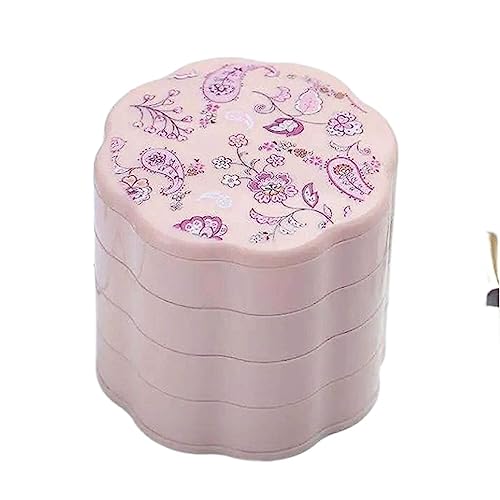 NTIYOU Schmuckschatullen 4-stufige Schmuck-Organizer-Box, achtblättrige Blumenform, Turm, Aufbewahrungsbox for Ringe und Ohrringe, 360 ° drehbarer Schmuck Mutter(Pink) von NTIYOU