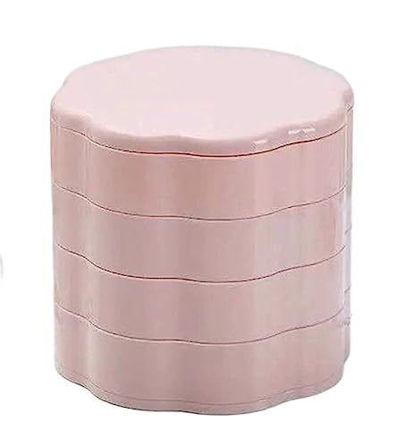 NTIYOU Schmuckschatullen 4-stufige Schmuck-Organizer-Box, achtblättrige Blumenform, Turm, Aufbewahrungsbox for Ringe und Ohrringe, 360 ° drehbarer Schmuck Mutter(Pink) von NTIYOU