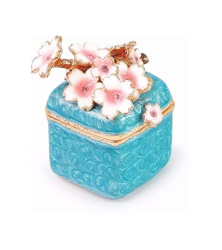 NTIYOU Schmuckschatullen Kleine quadratische Schmuck-Organizer-Box aus Zinnlegierung, Ohrringe, Ring, Aufbewahrungsbox, Geschenk for Frauen Mutter(Blue) von NTIYOU