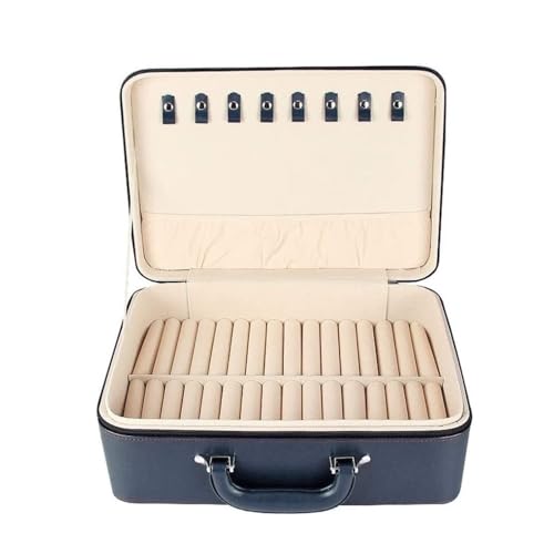 NTIYOU Schmuckschatullen Schmuck-Organizer, Schmuckschatulle mit 30 Fächern, Lederarmband, mit Tragegriff, tragbare Schmuck-Organizer-Box. Schmucketui Mutter(Blue) von NTIYOU