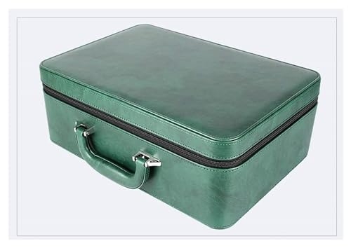 NTIYOU Schmuckschatullen Schmuck-Organizer, Schmuckschatulle mit 30 Fächern, Lederarmband, mit Tragegriff, tragbare Schmuck-Organizer-Box. Schmucketui Mutter(Green) von NTIYOU