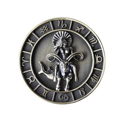 NTIYOU Schmuckschatullen Schmuckkästchen mit zwölf Sternbildern, Schmuck-Organizer-Box, runde Ringbox aus Metall Mutter(Capricorn) von NTIYOU
