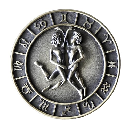 NTIYOU Schmuckschatullen Schmuckkästchen mit zwölf Sternbildern, Schmuck-Organizer-Box, runde Ringbox aus Metall Mutter(Gemini) von NTIYOU