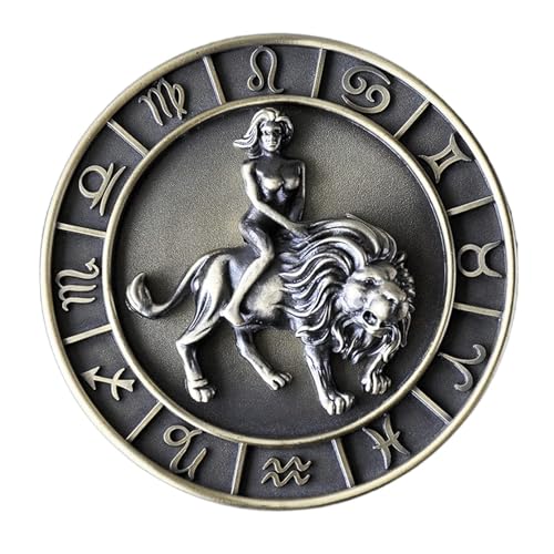 NTIYOU Schmuckschatullen Schmuckkästchen mit zwölf Sternbildern, Schmuck-Organizer-Box, runde Ringbox aus Metall Mutter(Leo) von NTIYOU