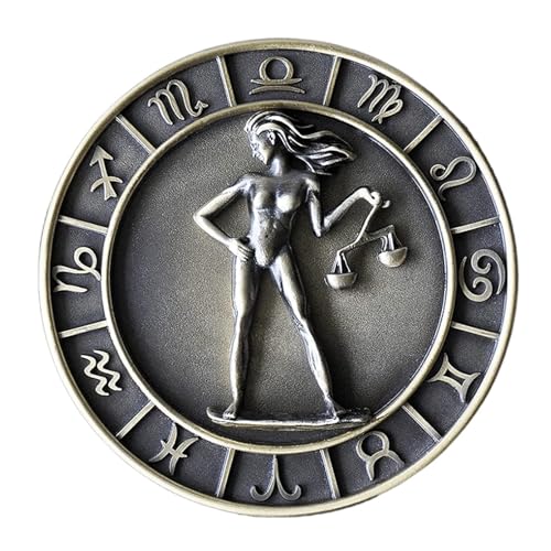 NTIYOU Schmuckschatullen Schmuckkästchen mit zwölf Sternbildern, Schmuck-Organizer-Box, runde Ringbox aus Metall Mutter(Libra) von NTIYOU
