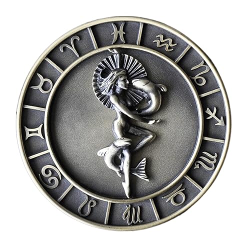 NTIYOU Schmuckschatullen Schmuckkästchen mit zwölf Sternbildern, Schmuck-Organizer-Box, runde Ringbox aus Metall Mutter(Pisces) von NTIYOU